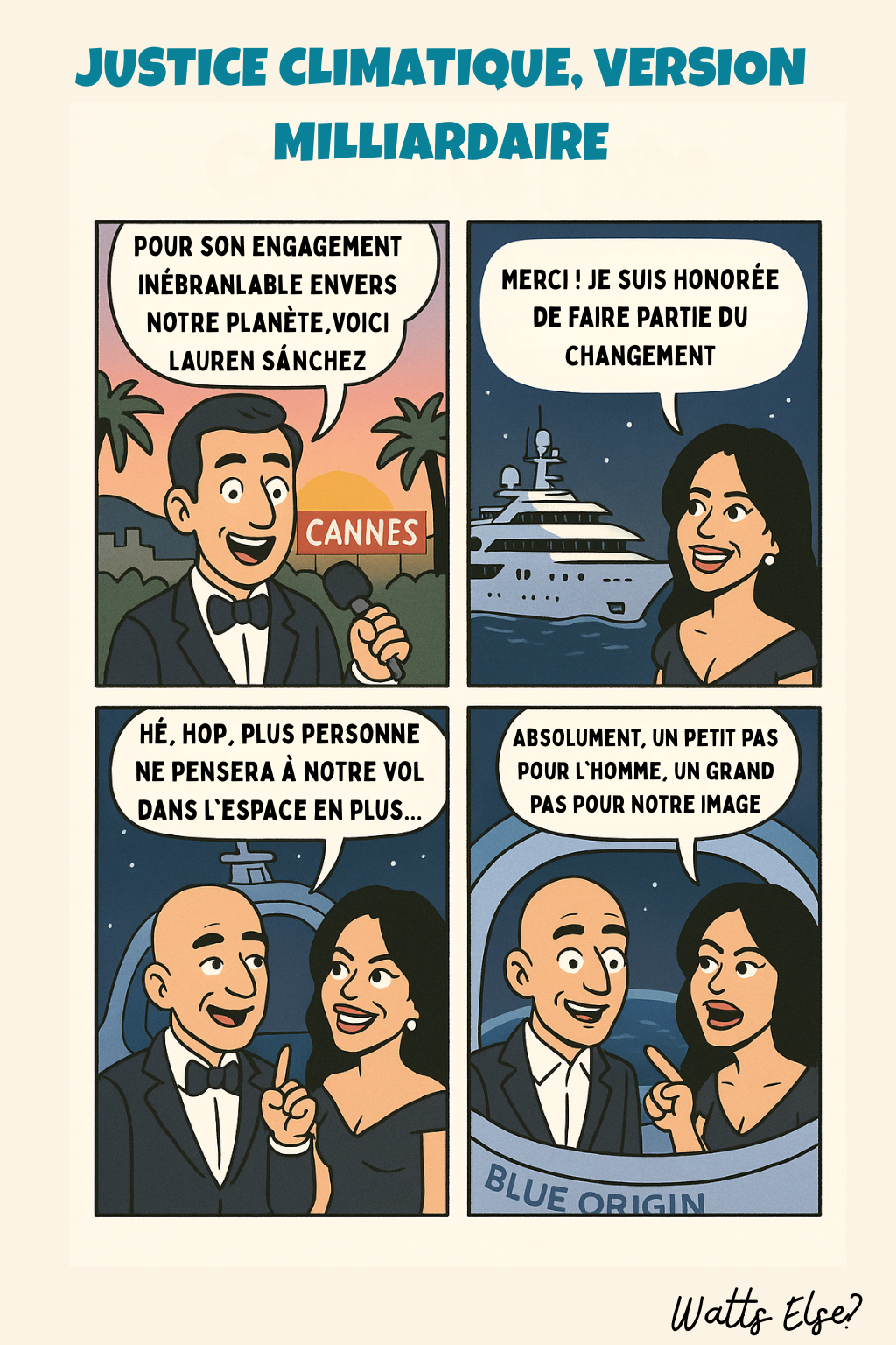 BD pédagogique sur Justice climatique, version milliardaire - GreenWashingDeLuxe | Watts Else?