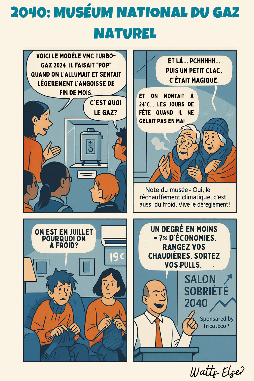 BD pédagogique sur 2040 : Muséum National du Gaz Naturel - Chauffage domestique et Sobriété | Watts Else?