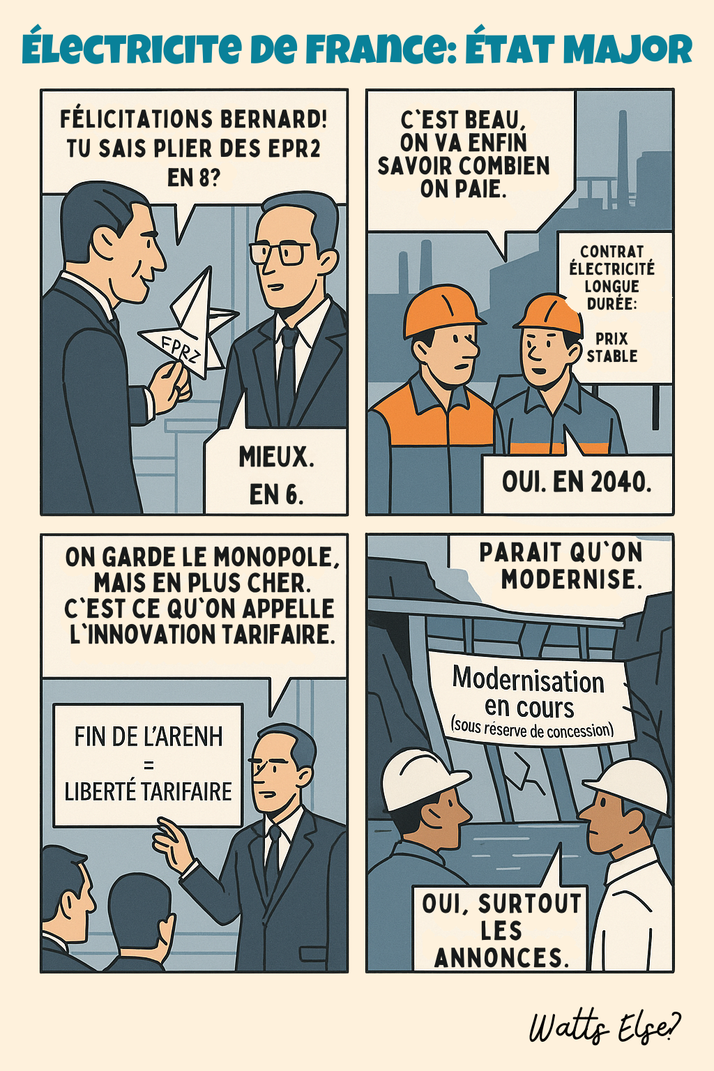BD pédagogique sur EDF : État Major - Nucléaire et Tarification | Watts Else?